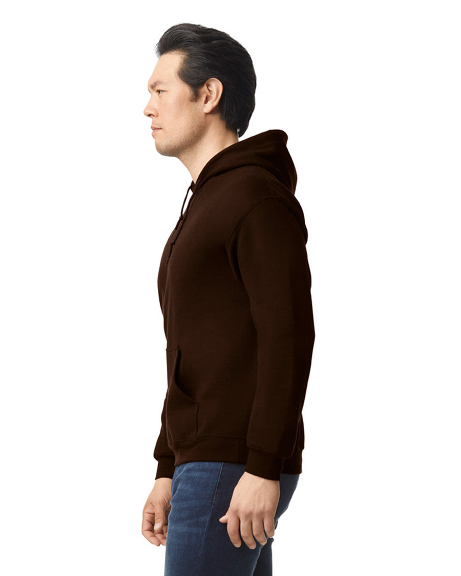 Gildan G185 Heavy Blend Hooded Sweatshirt - Dark Chocolate - model side