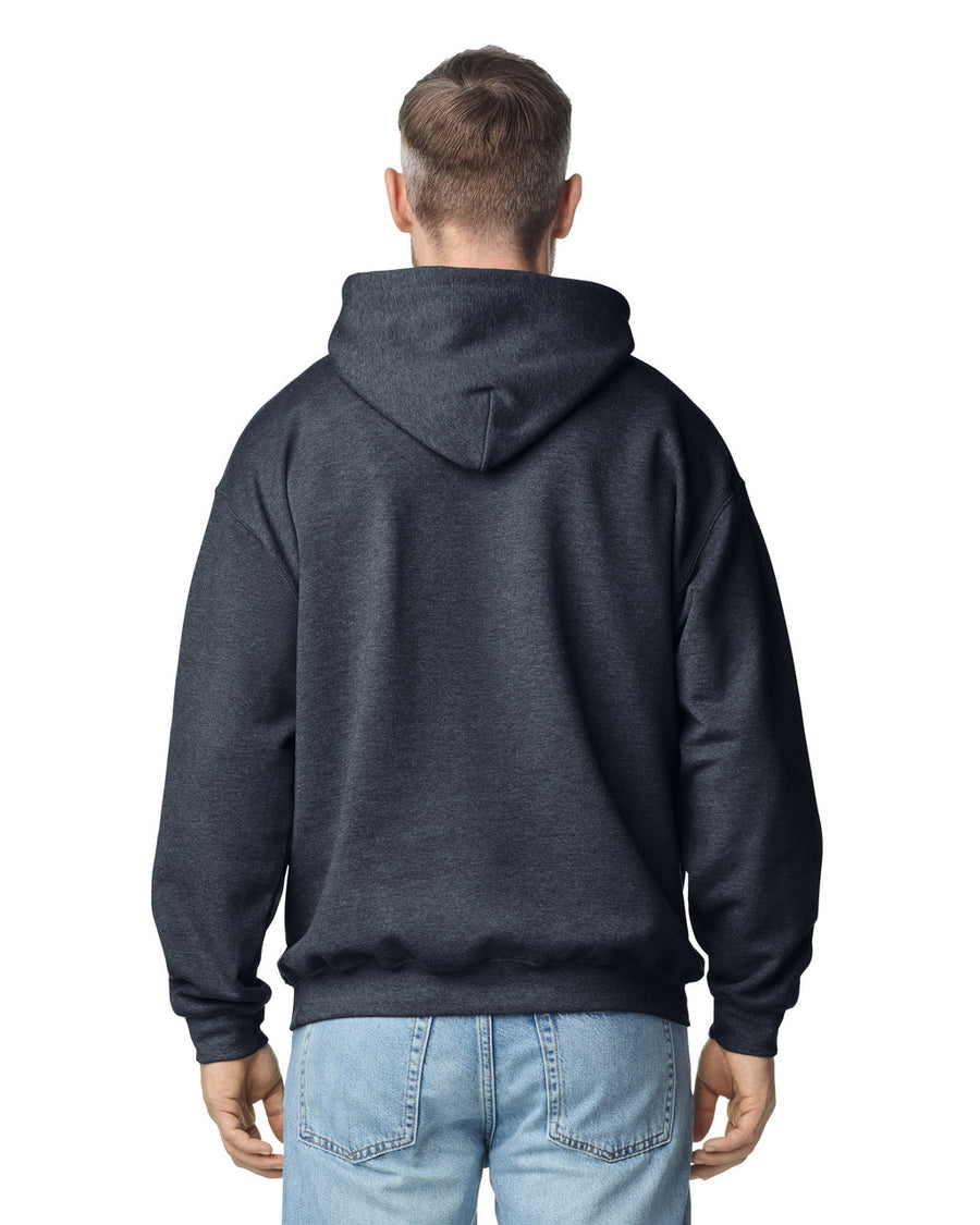 Gildan G185 Heavy Blend Hooded Sweatshirt - Dark Heather - model back