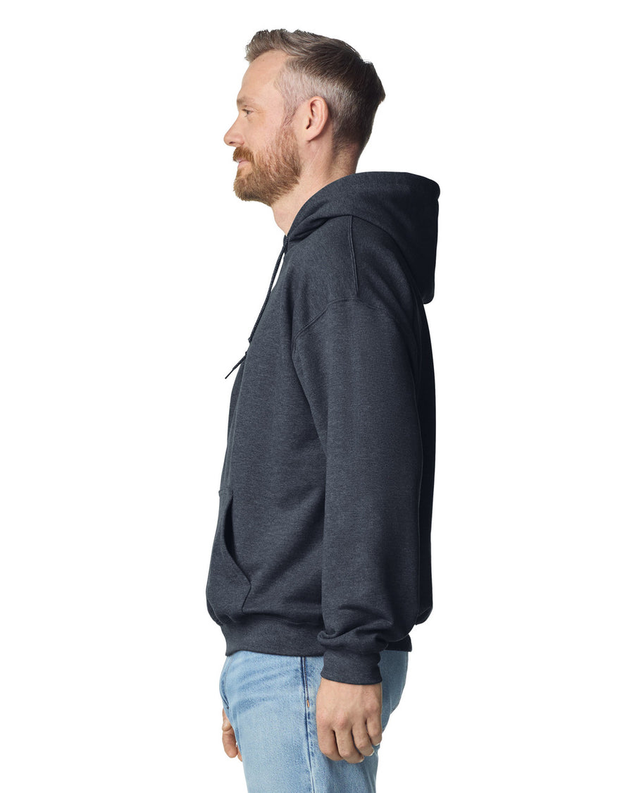 Gildan G185 Heavy Blend Hooded Sweatshirt - Dark Heather - model side