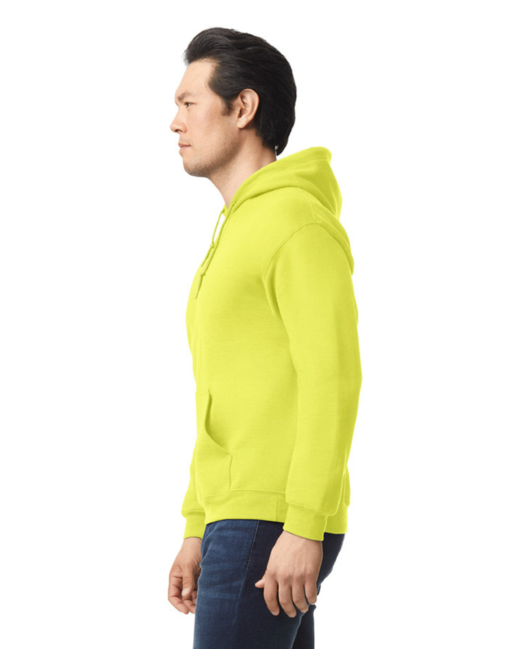 Gildan G185 Heavy Blend Hooded Sweatshirt - Safety Green - model side