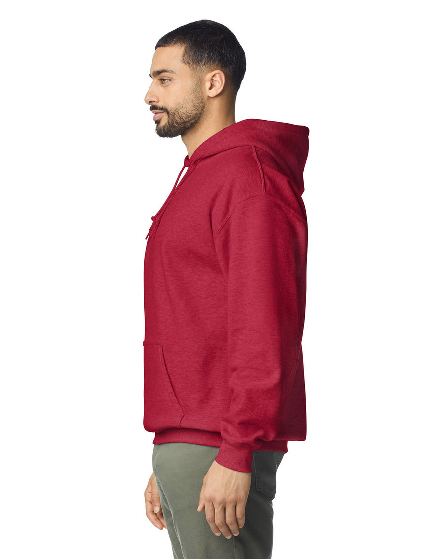 Gildan G185 Heavy Blend Hooded Sweatshirt - Antique Cherry Red - model side
