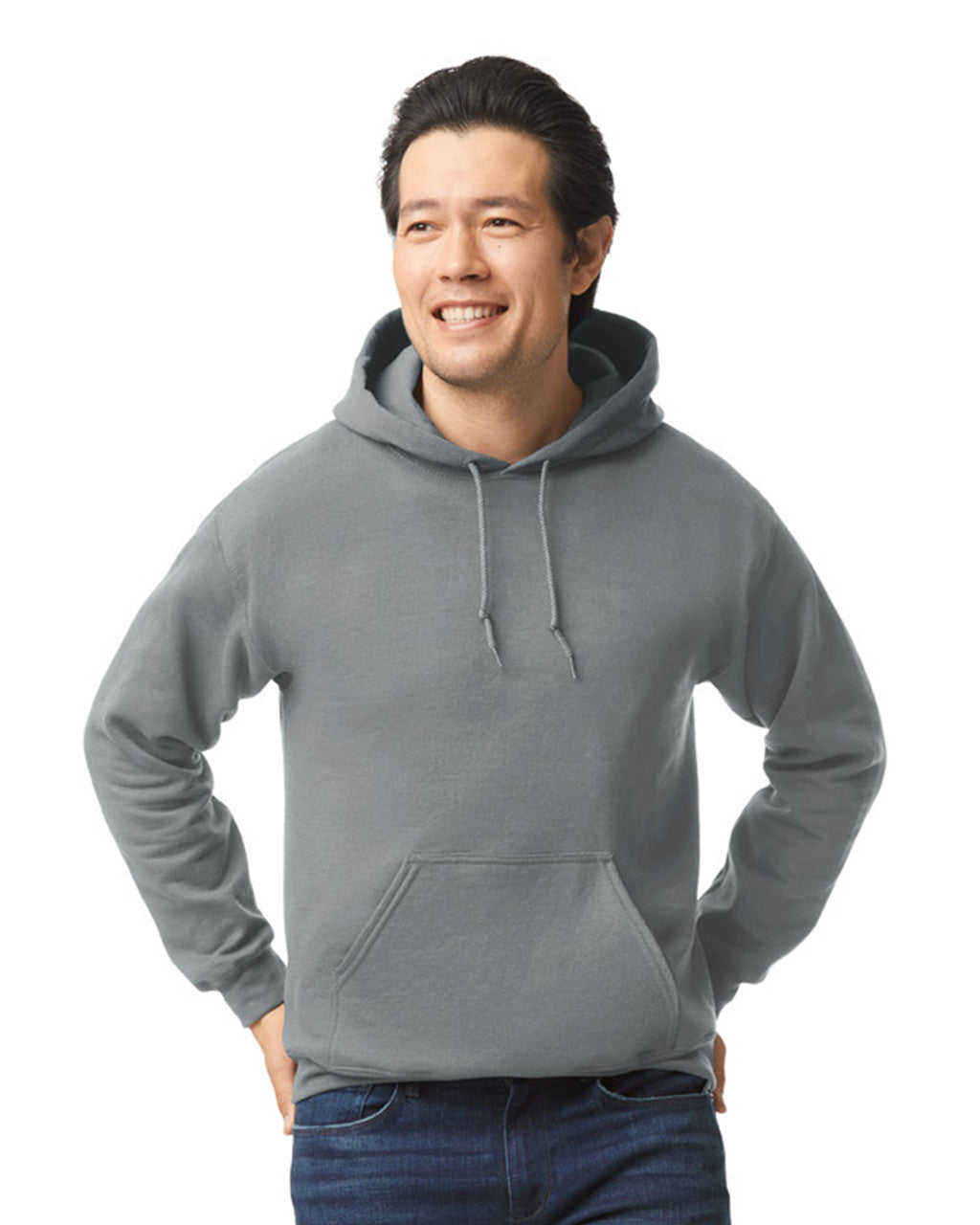 Gildan G185 Heavy Blend Hooded Sweatshirt - Graphite Heather - model front