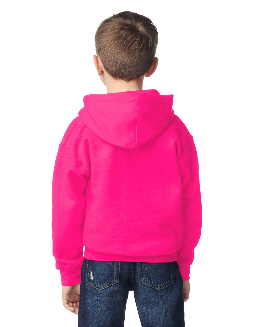 Gildan 18500B Youth Heavy Blend Hooded Sweatshirt - Heliconia - model back