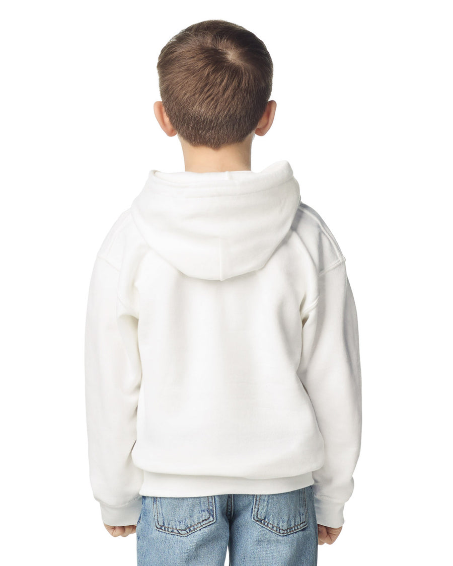 Gildan 18500B Youth Heavy Blend Hooded Sweatshirt - White - model back