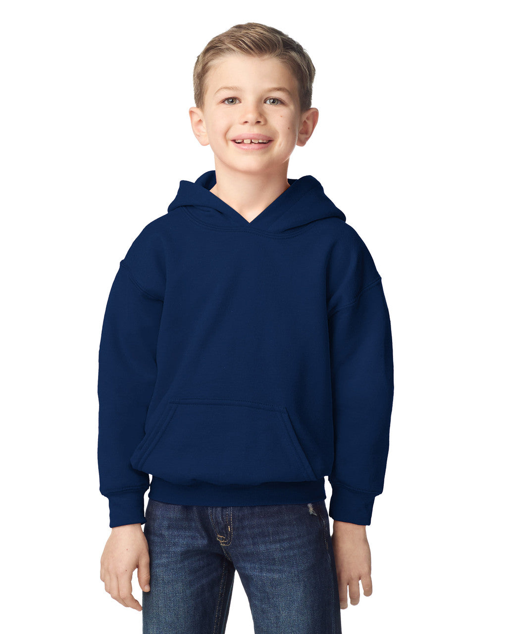 Gildan 18500B Youth Heavy Blend Hooded Sweatshirt - Navy - model front