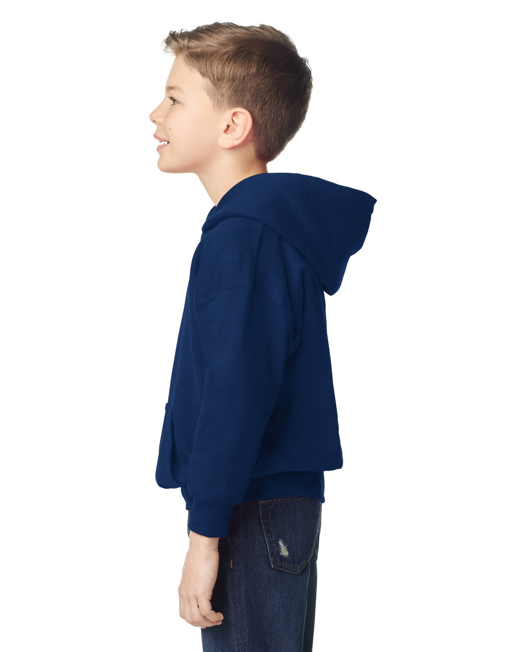 Gildan 18500B Youth Heavy Blend Hooded Sweatshirt - Navy - model side