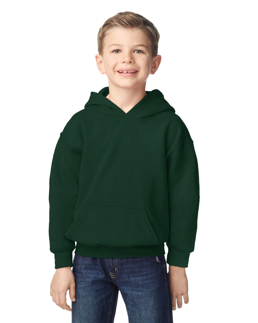 Gildan 18500B Youth Heavy Blend Hooded Sweatshirt - Forest - model front