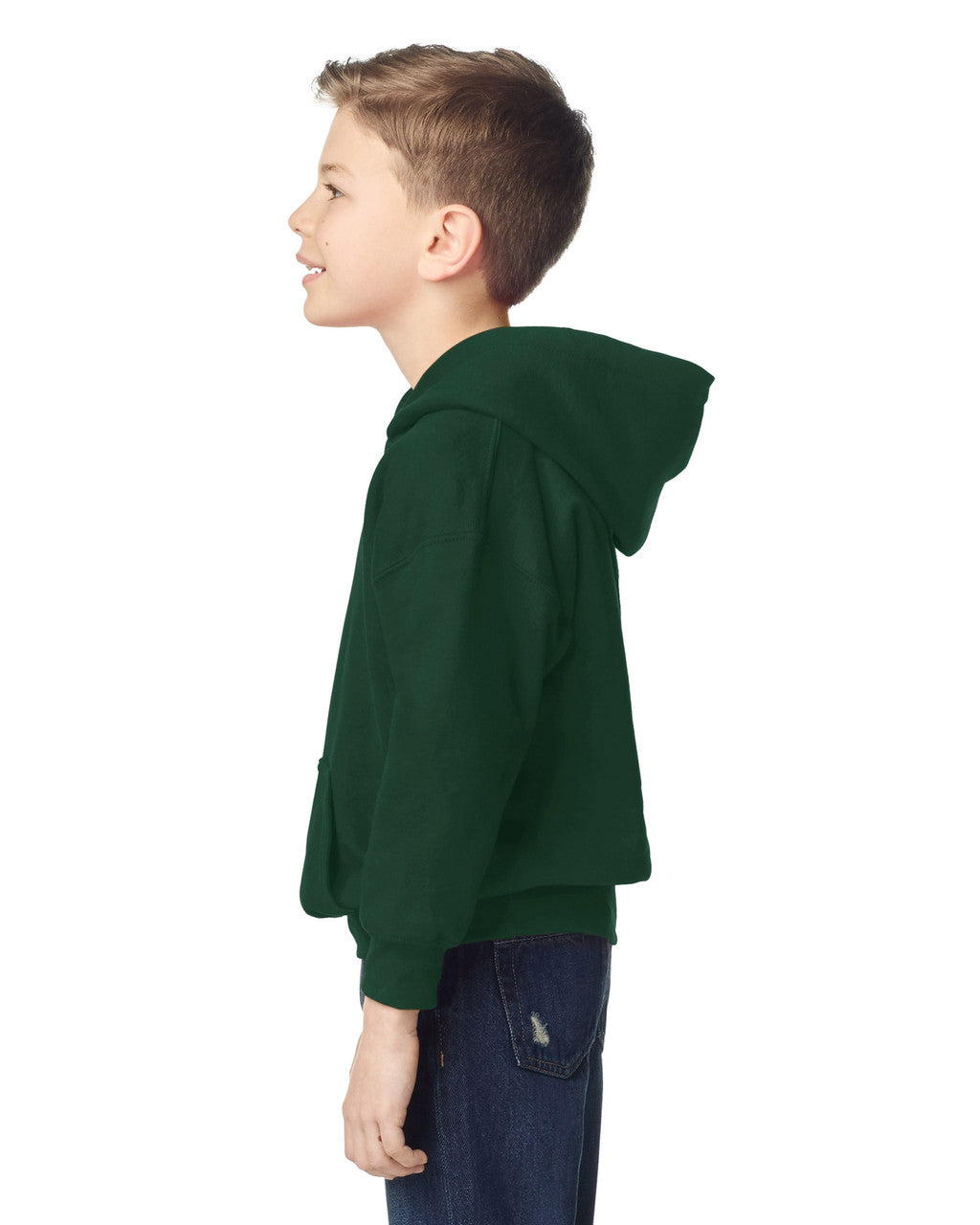Gildan 18500B Youth Heavy Blend Hooded Sweatshirt - Forest - model side