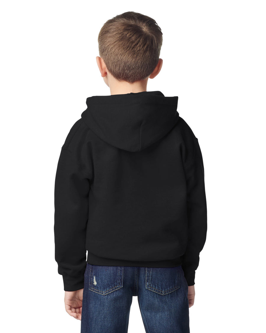 Gildan 18500B Youth Heavy Blend Hooded Sweatshirt - Black - model back