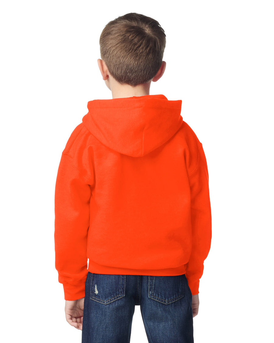 Gildan 18500B Youth Heavy Blend Hooded Sweatshirt - Orange - model back