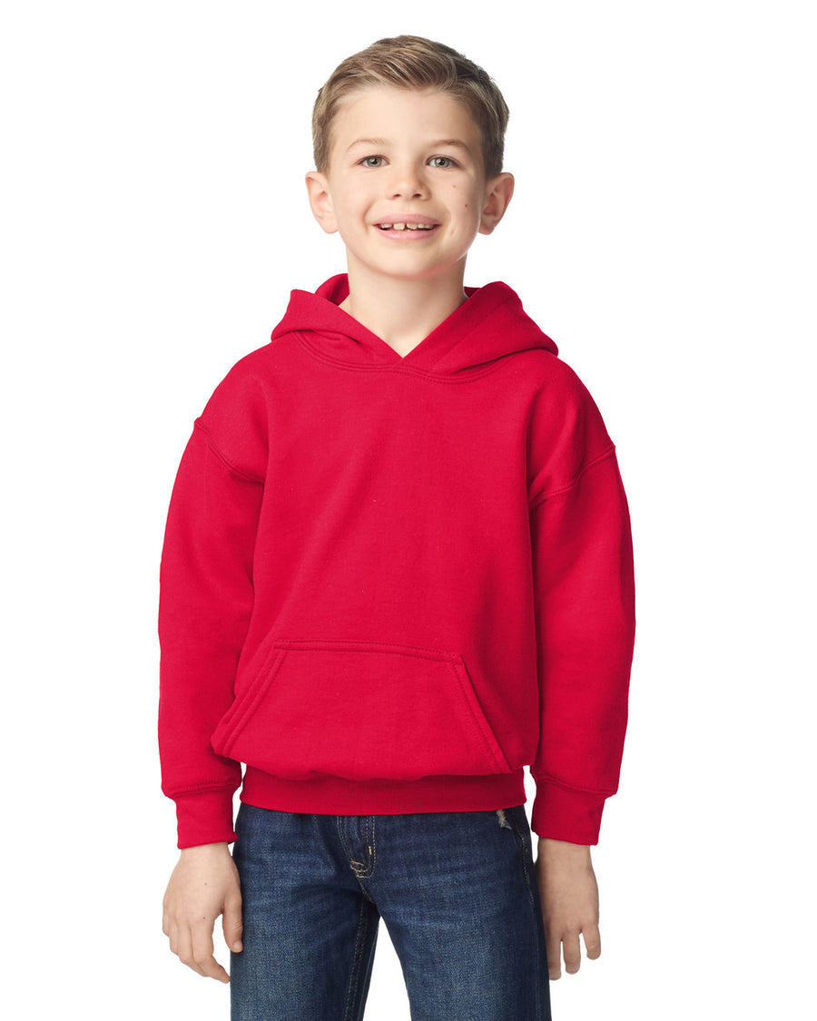 Gildan 18500B Youth Heavy Blend Hooded Sweatshirt - Red - model front