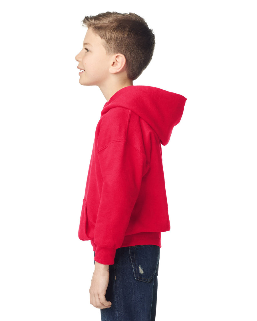 Gildan 18500B Youth Heavy Blend Hooded Sweatshirt - Red - model side