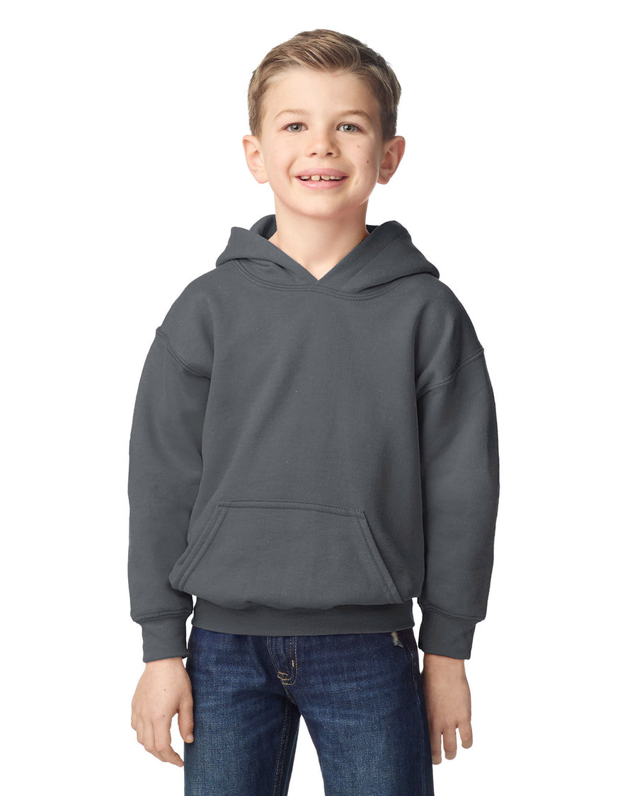 Gildan 18500B Youth Heavy Blend Hooded Sweatshirt - Charcoal - model front