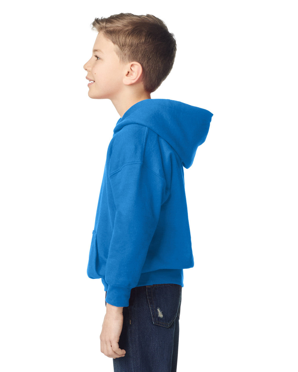 Gildan 18500B Youth Heavy Blend Hooded Sweatshirt - Royal - model side