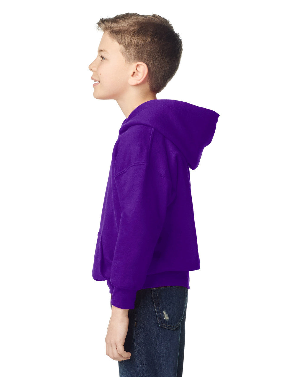 Gildan 18500B Youth Heavy Blend Hooded Sweatshirt - Purple - model side