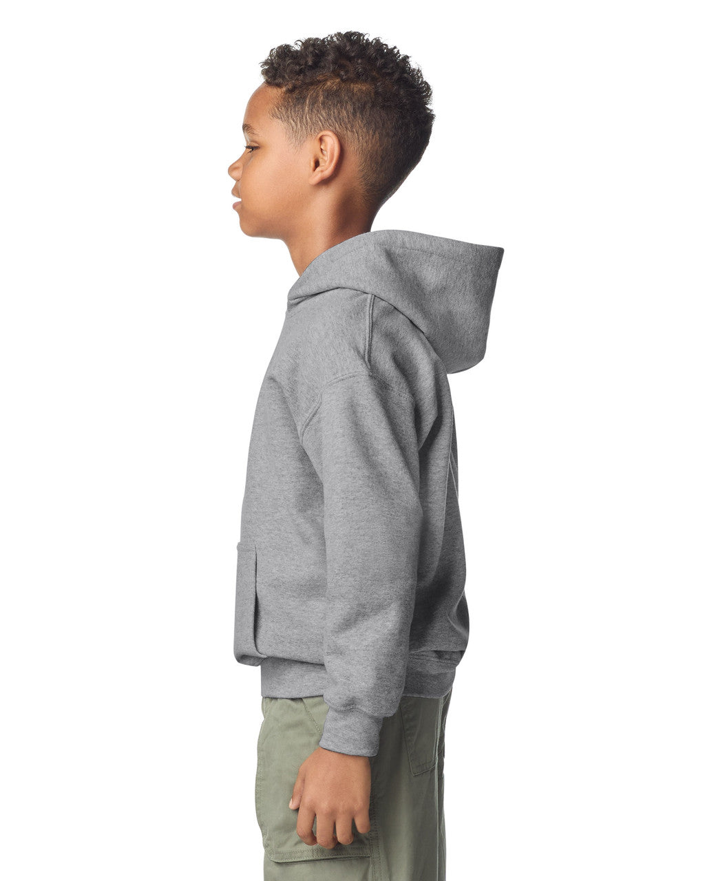 Gildan 18500B Youth Heavy Blend Hooded Sweatshirt - Sport Grey - model side