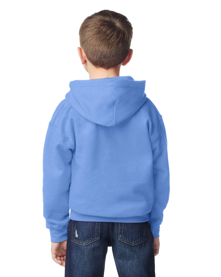Gildan 18500B Youth Heavy Blend Hooded Sweatshirt - Carolina Blue - model back