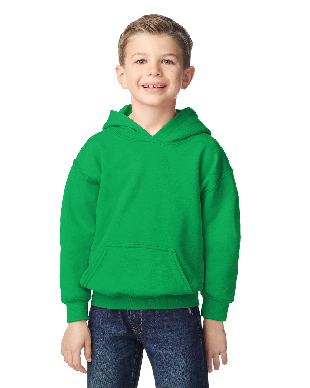 Gildan 18500B Youth Heavy Blend Hooded Sweatshirt - Irish Green - model front