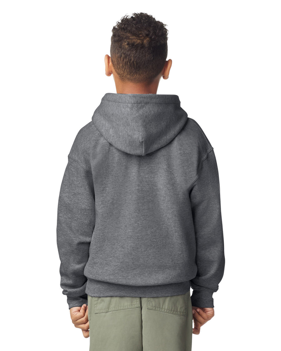Gildan 18500B Youth Heavy Blend Hooded Sweatshirt - Graphite Heather - model back