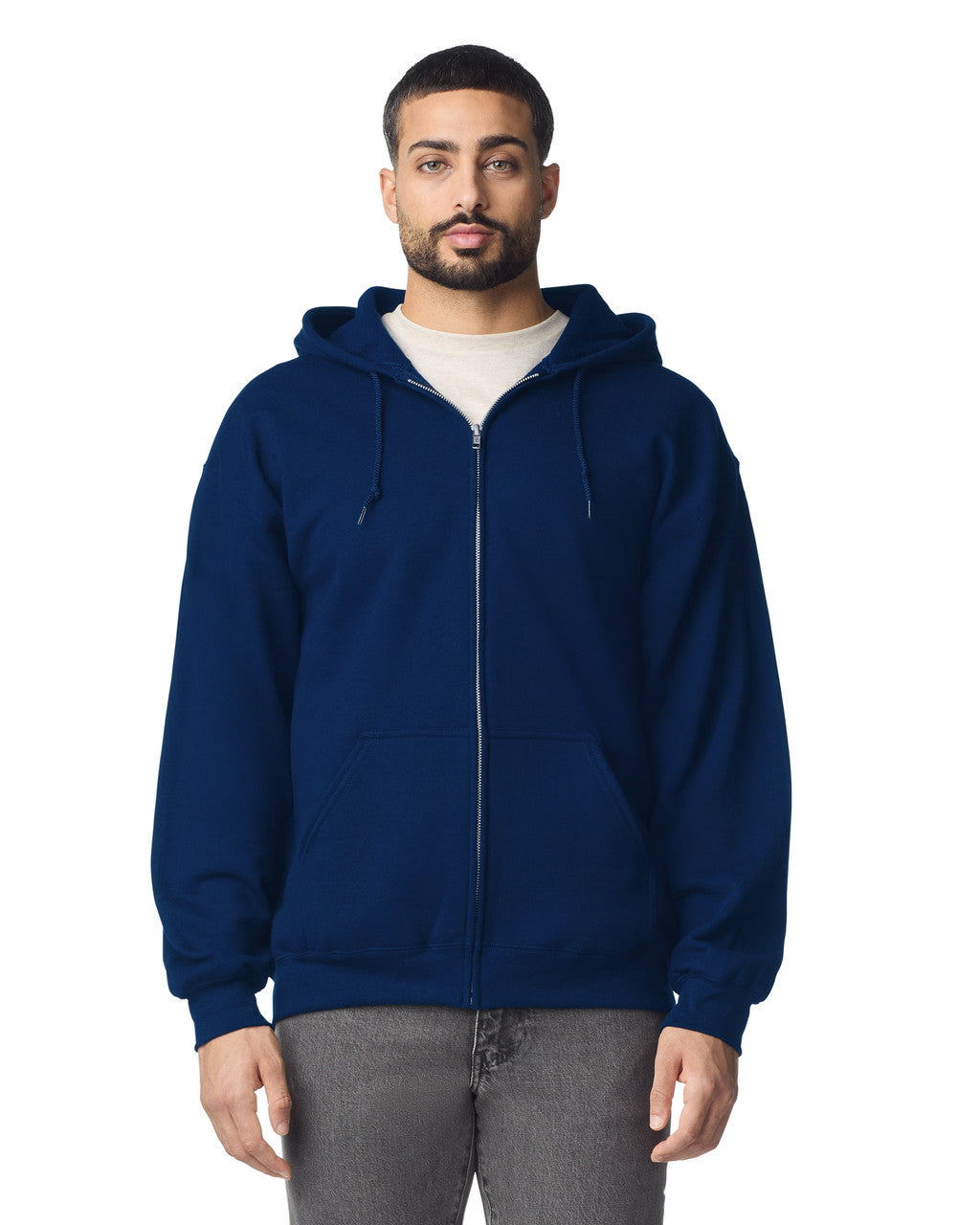 Gildan G186 Heavy Blend Full-Zip Hooded Sweatshirt - Navy - model front
