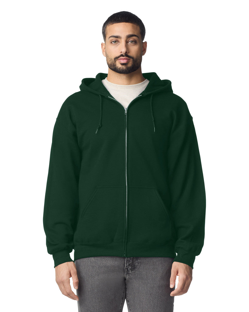 Gildan G186 Heavy Blend Full-Zip Hooded Sweatshirt - Forest - model front