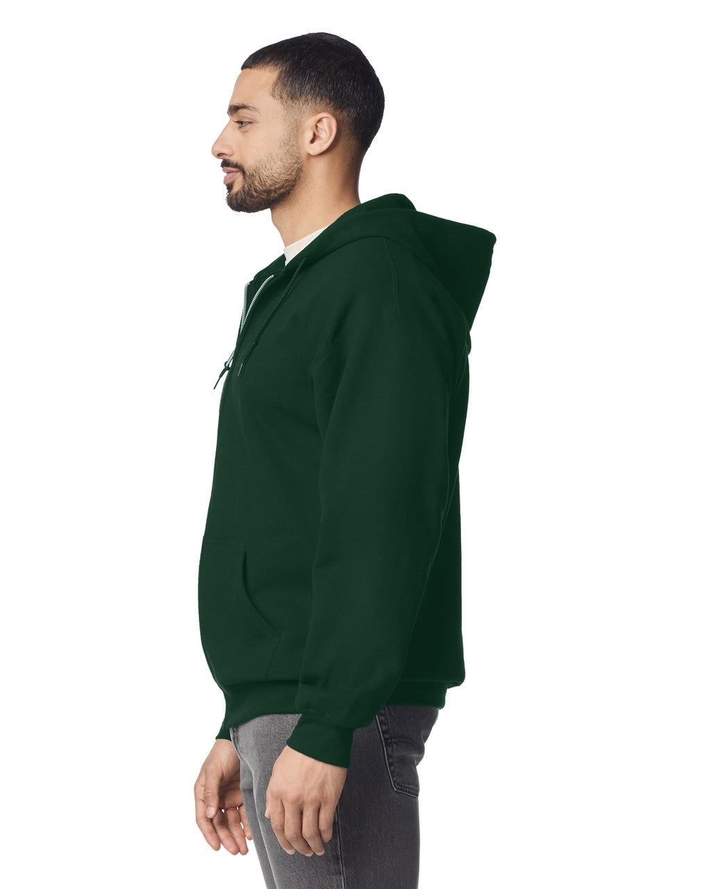 Gildan G186 Heavy Blend Full-Zip Hooded Sweatshirt - Forest - model side