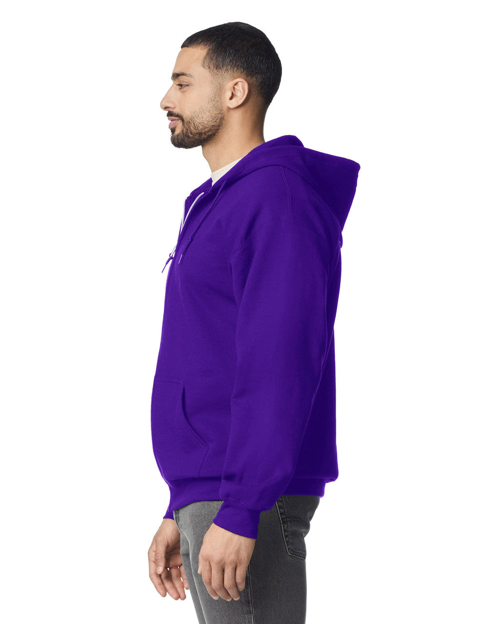Gildan G186 Heavy Blend Full-Zip Hooded Sweatshirt - Purple - model side