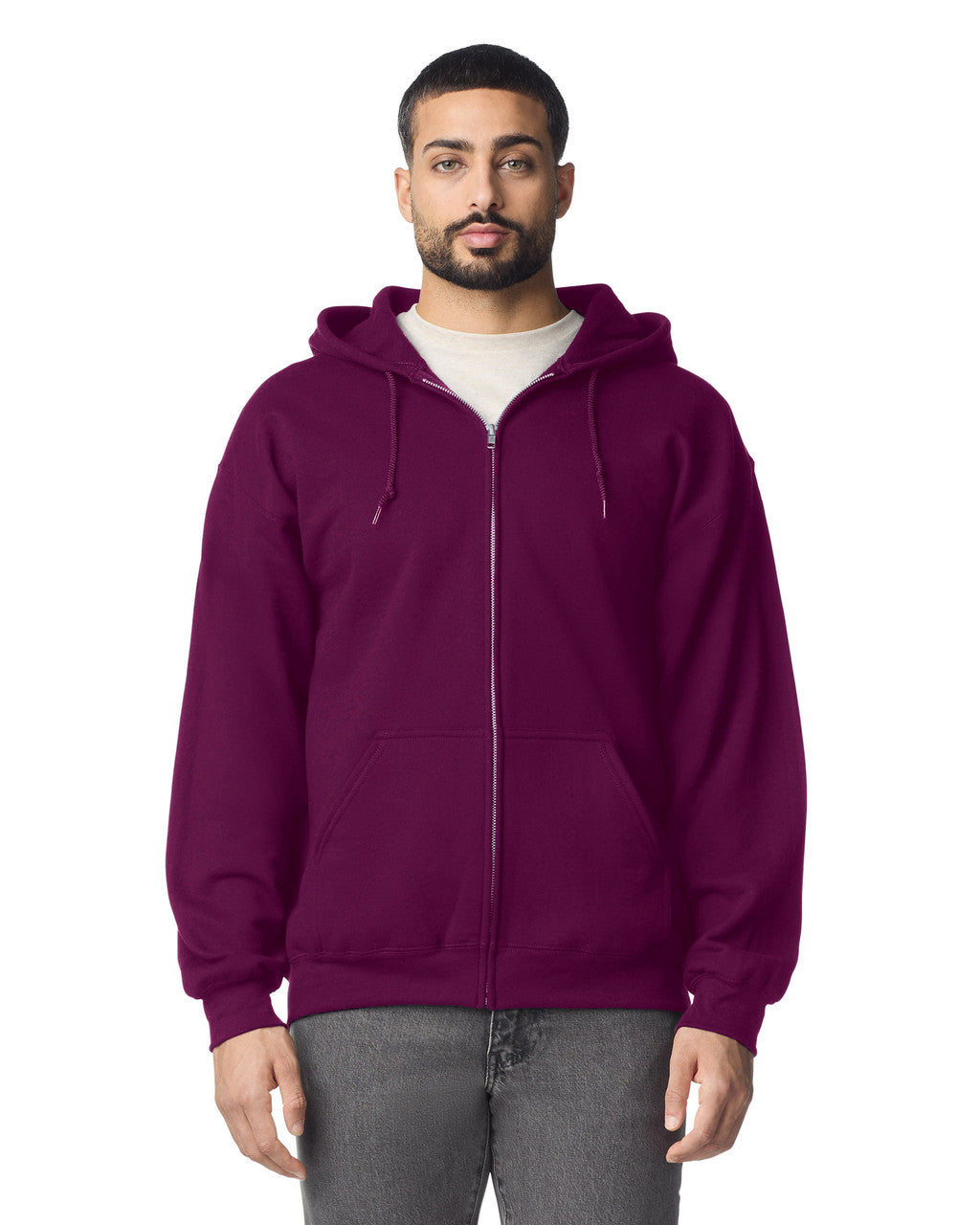 Gildan G186 Heavy Blend Full-Zip Hooded Sweatshirt - Maroon - model front