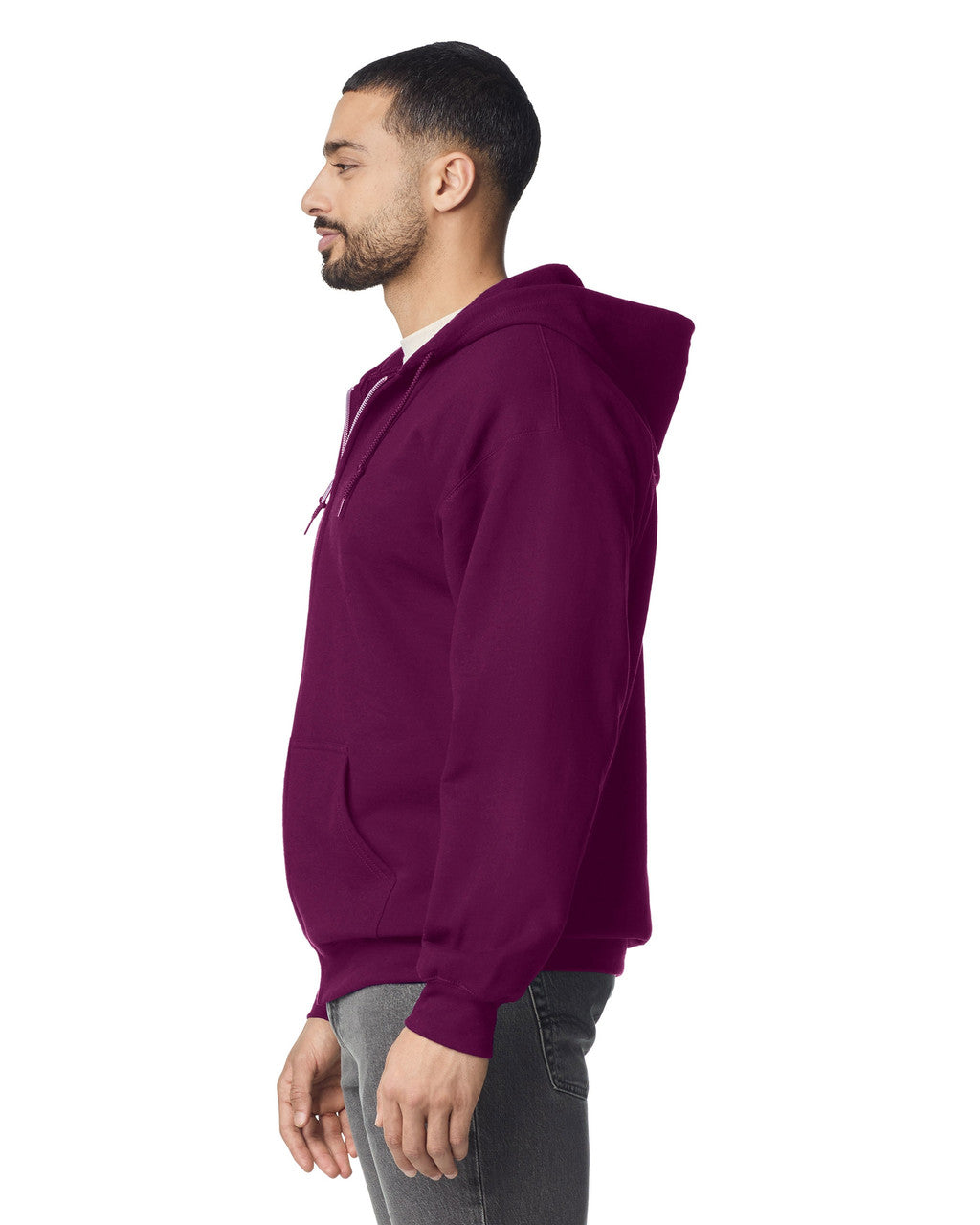 Gildan G186 Heavy Blend Full-Zip Hooded Sweatshirt - Maroon - model side