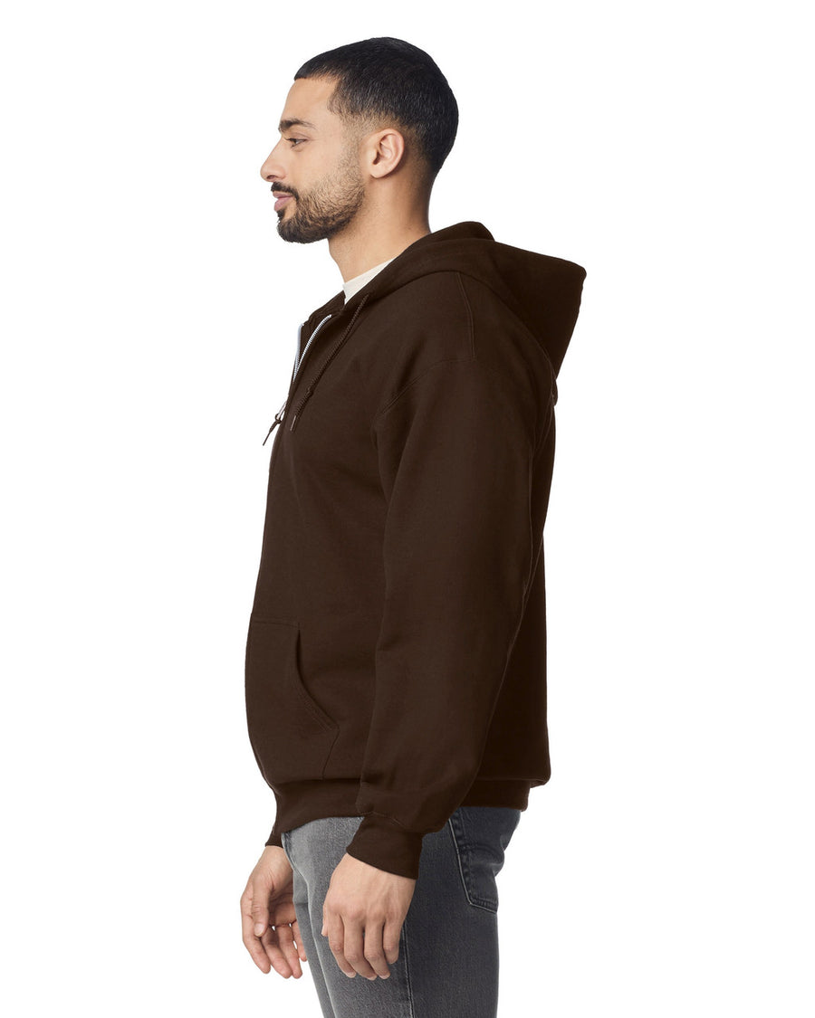 Gildan G186 Heavy Blend Full-Zip Hooded Sweatshirt - Dark Chocolate - model side