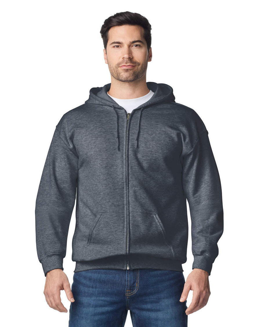 Gildan G186 Heavy Blend Full-Zip Hooded Sweatshirt - Dark Heather - model front