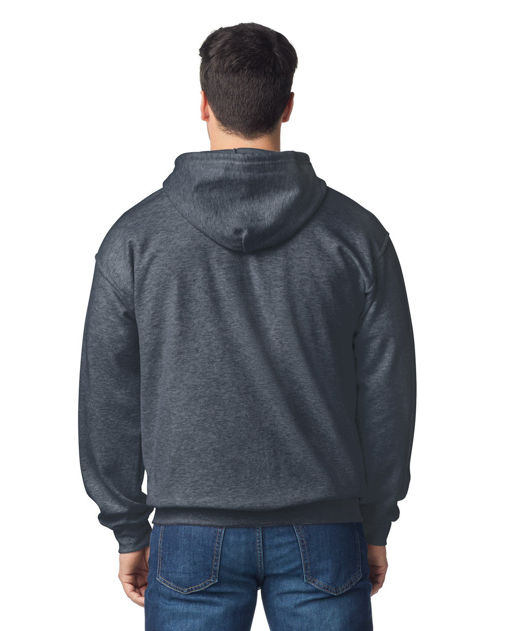 Gildan G186 Heavy Blend Full-Zip Hooded Sweatshirt - Dark Heather - model back