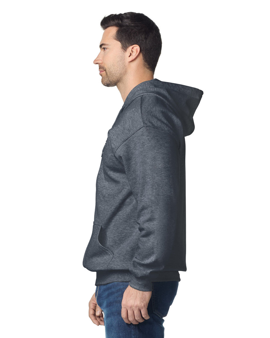 Gildan G186 Heavy Blend Full-Zip Hooded Sweatshirt - Dark Heather - model side