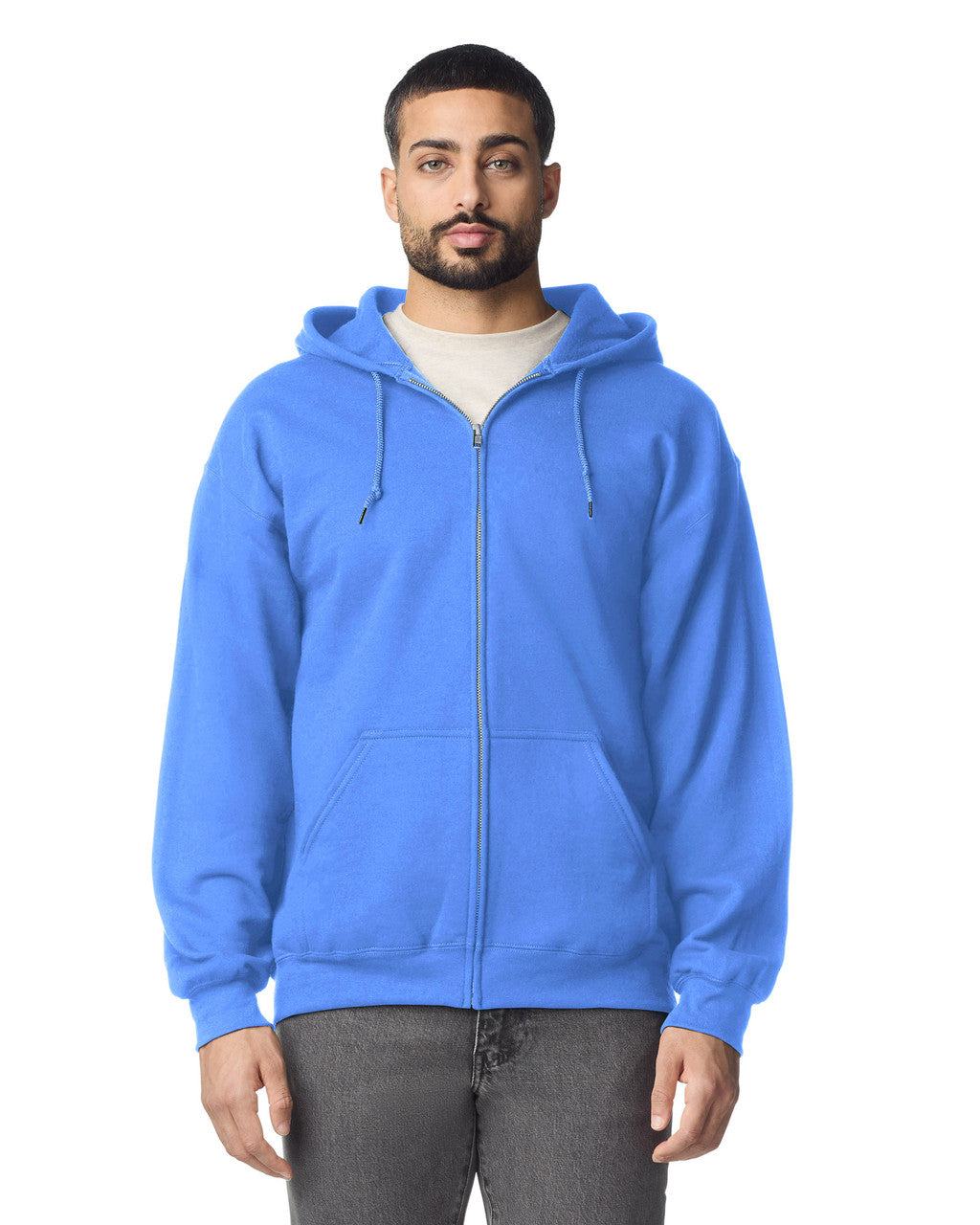 Gildan G186 Heavy Blend Full-Zip Hooded Sweatshirt - Carolina Blue - model front