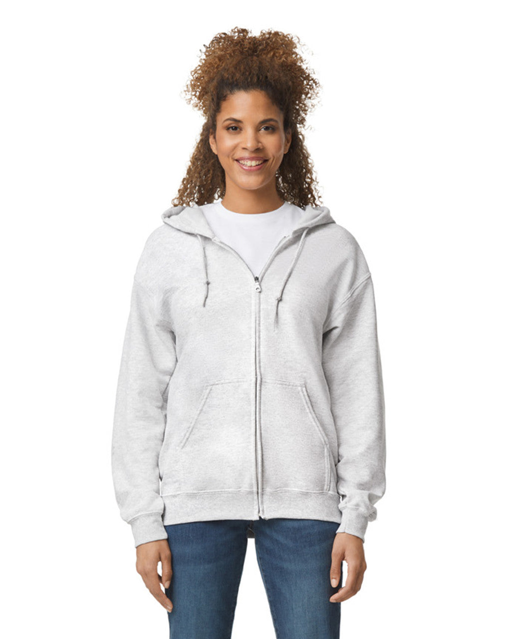 Gildan G186 Heavy Blend Full-Zip Hooded Sweatshirt - Ash - model front