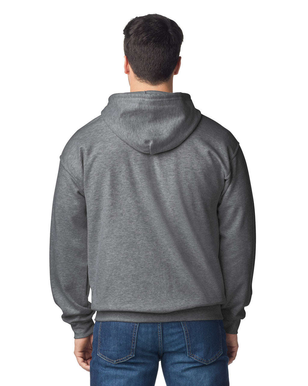 Gildan G186 Heavy Blend Full-Zip Hooded Sweatshirt - Graphite Heather - model back