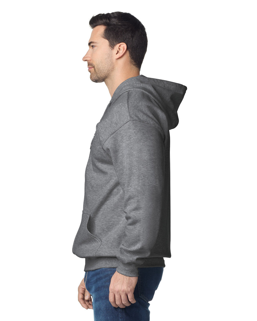 Gildan G186 Heavy Blend Full-Zip Hooded Sweatshirt - Graphite Heather - model side