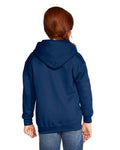 Gildan 18600B Youth Heavy Blend Full-Zip Hooded Sweatshirt - Navy - model back