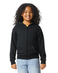 Gildan 18600B Youth Heavy Blend Full-Zip Hooded Sweatshirt - Black - model front