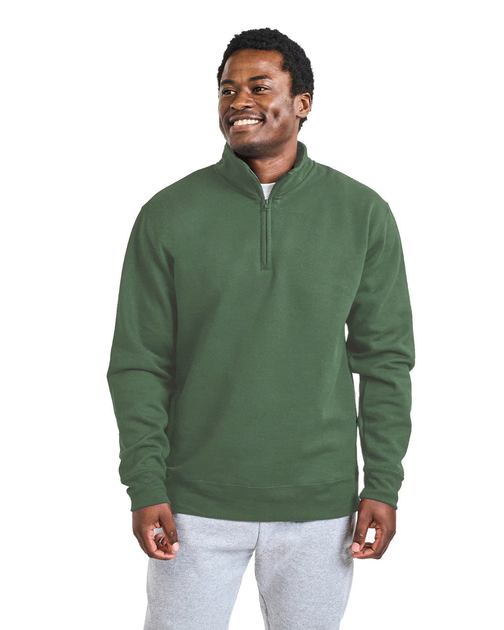 Gildan 18810 Unisex Heavy Blend Quarter-Zip Sweatshirt - Military Green - model front