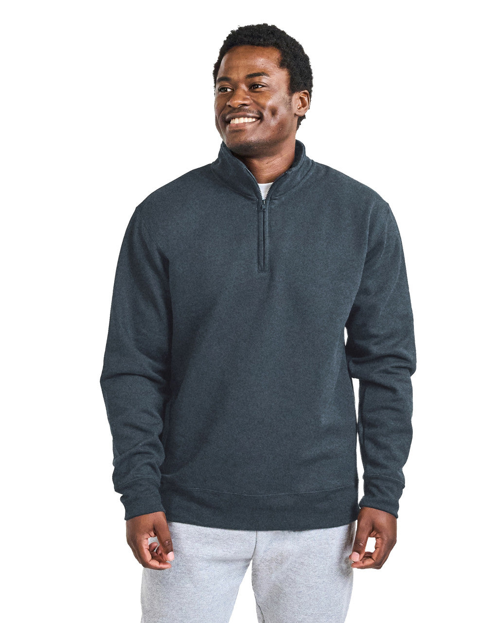 Gildan 18810 Unisex Heavy Blend Quarter-Zip Sweatshirt - Dark Heather - model front