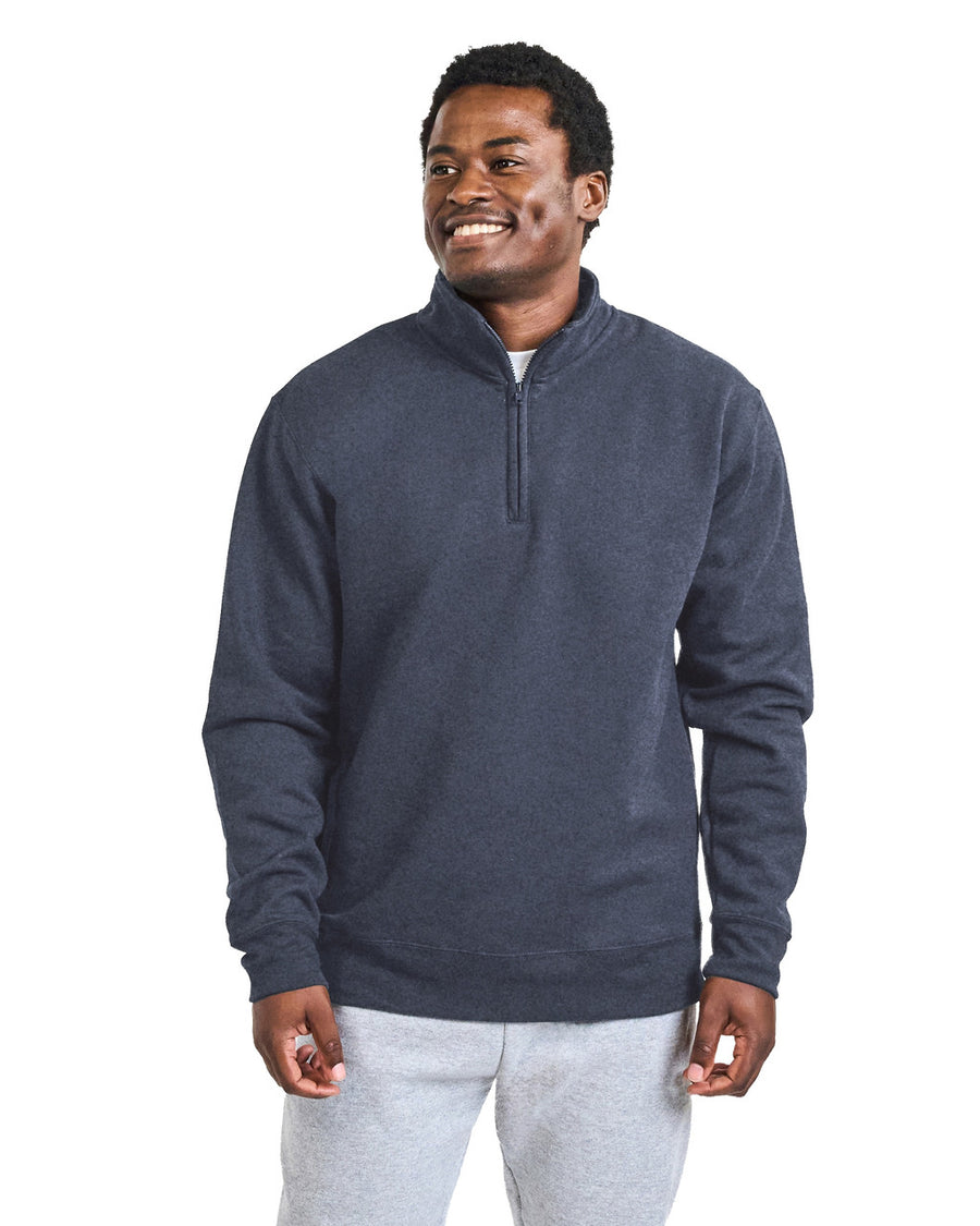 Gildan 18810 Unisex Heavy Blend Quarter-Zip Sweatshirt - Heather Dark Navy - model front