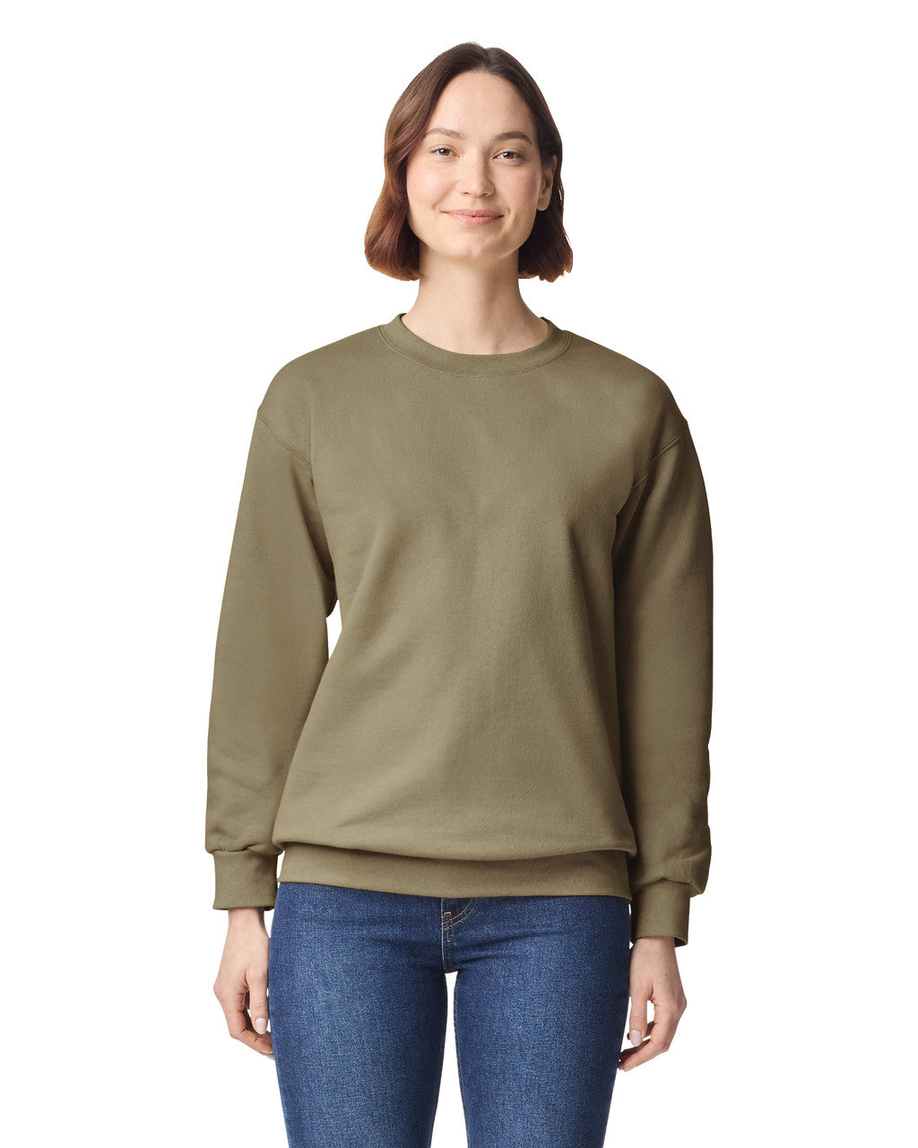 Gildan 19000 Unisex Hammer Maxweight Crewneck Sweatshirt - Olive - model front
