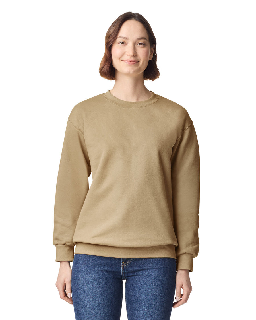 Gildan 19000 Unisex Hammer Maxweight Crewneck Sweatshirt - Tan - model front