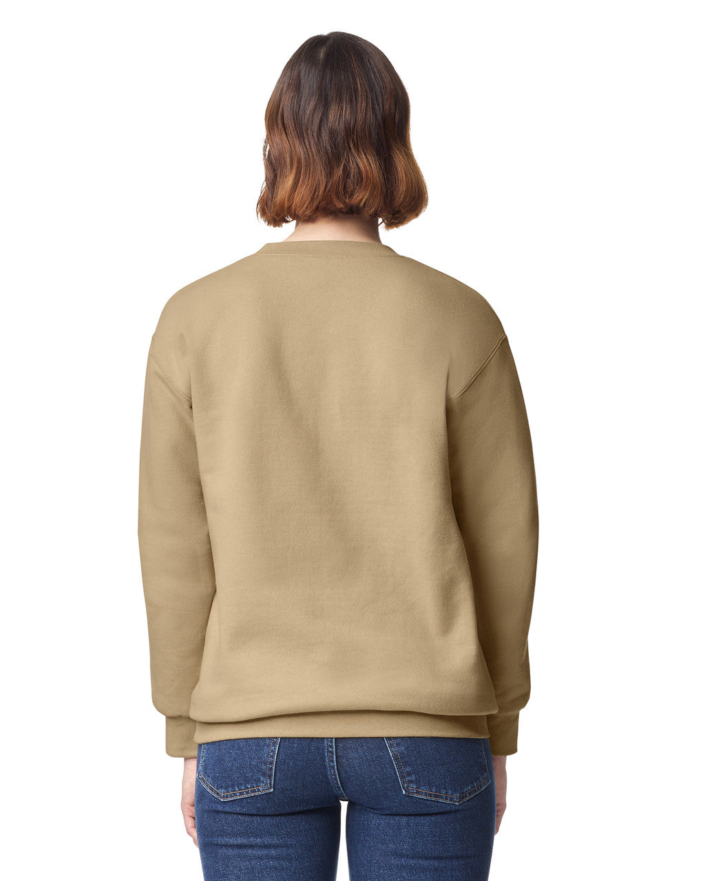 Gildan 19000 Unisex Hammer Maxweight Crewneck Sweatshirt - Tan - model back