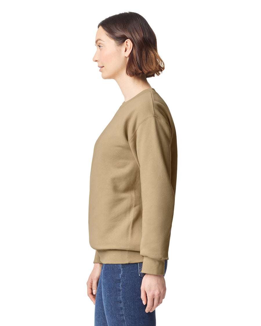 Gildan 19000 Unisex Hammer Maxweight Crewneck Sweatshirt - Tan - model side