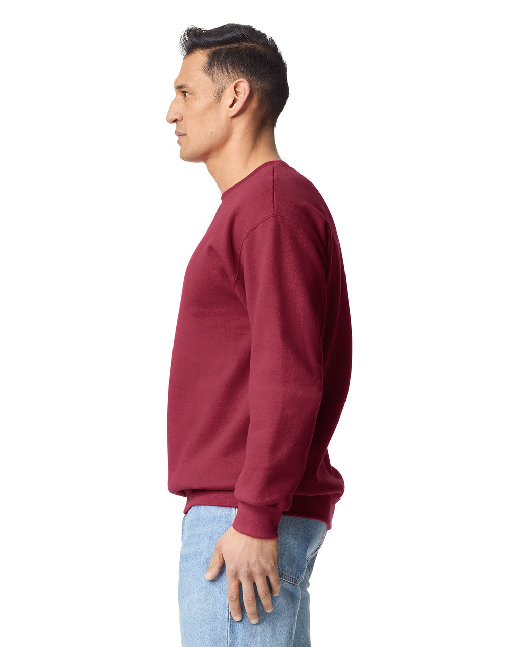 Gildan 19000 Unisex Hammer Maxweight Crewneck Sweatshirt - Garnet - model side