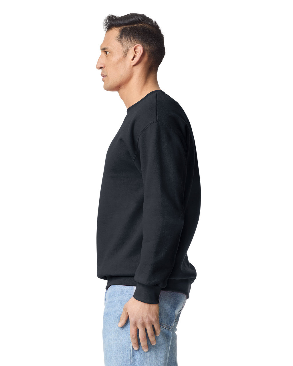 Gildan 19000 Unisex Hammer Maxweight Crewneck Sweatshirt - Pitch Black - model side