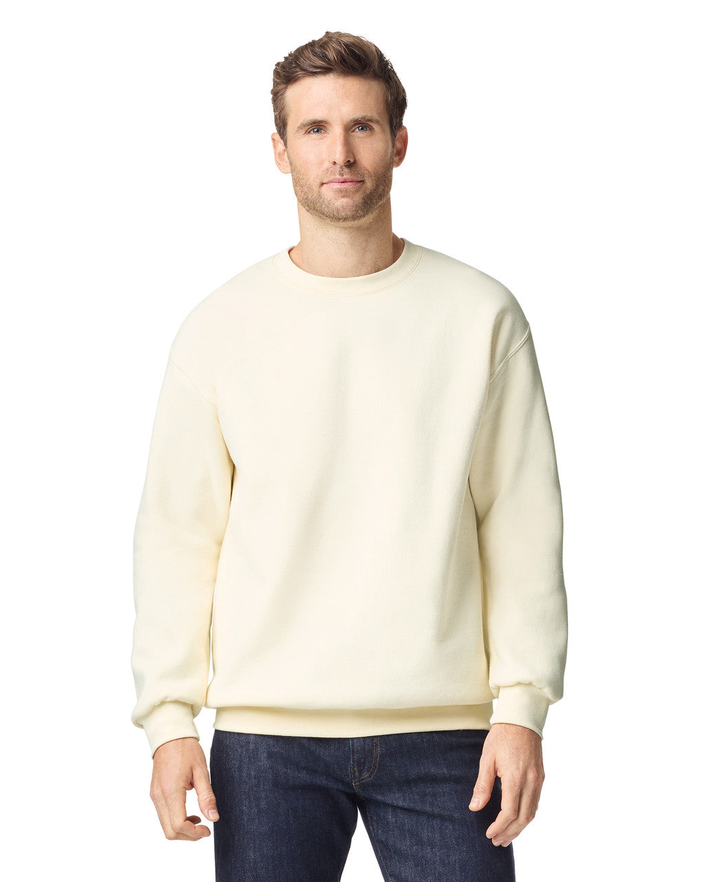 Gildan 19000 Unisex Hammer Maxweight Crewneck Sweatshirt - Off White - model front