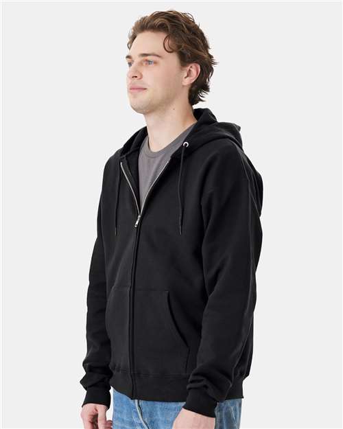 Hanes F280 Unisex Ultimate Cotton Full-Zip Hooded Sweatshirt - Black - model side